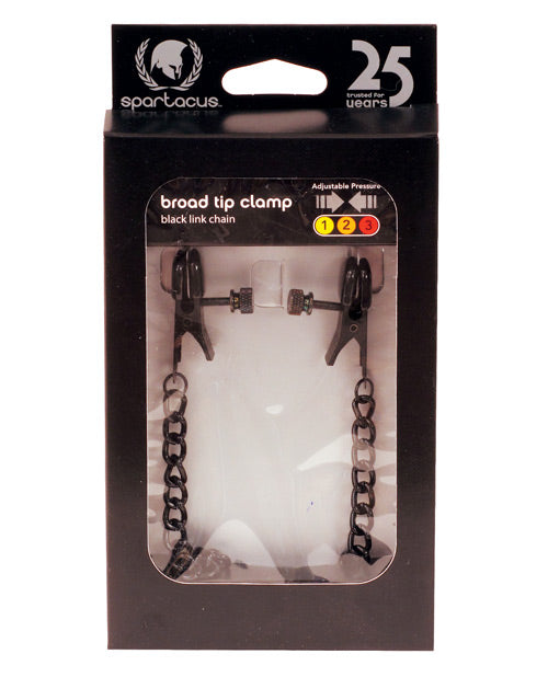 Spartacus Spartacus Blackline Broad Tip Adjustable Nipple Clamps w/Chain - Black