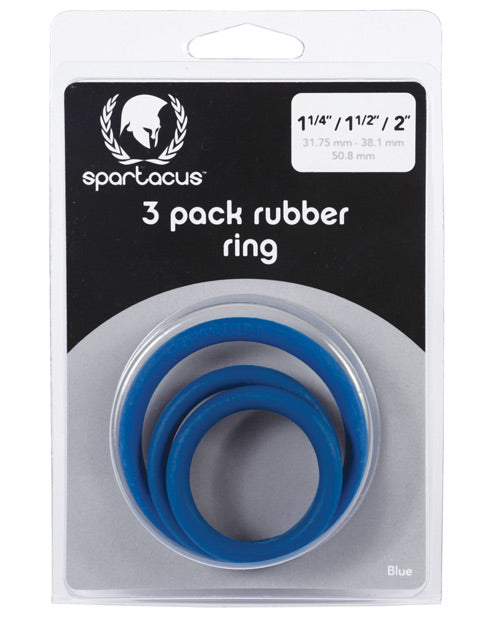 Spartacus Spartacus Rubber Cock Ring Set- Blue Pack of 3