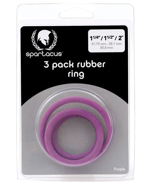 Spartacus Spartacus Rubber Cock Ring Set - Purple Pack of 3