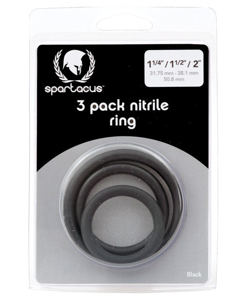 Spartacus Spartacus Nitrile Cock Ring Set - Black Pack of 3