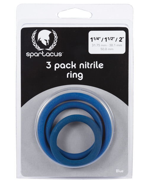 Spartacus Spartacus Nitrile Cock Ring Set - Blue Pack of 3