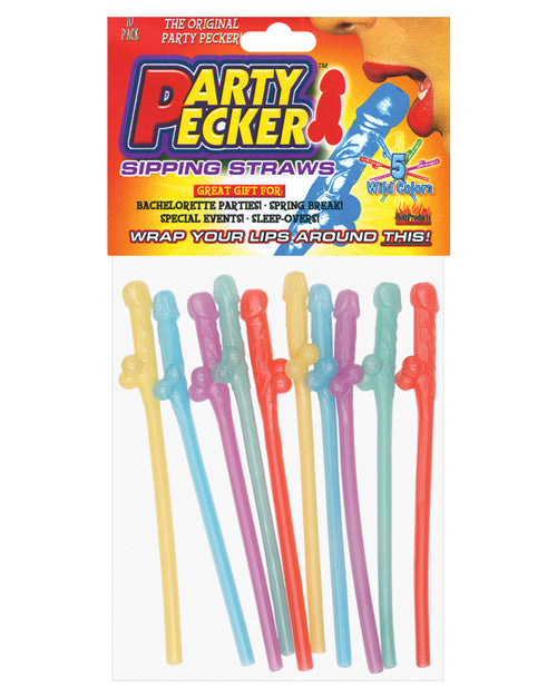 Party Pecker Party Pecker Straws - Asst. Colors Pack of 10