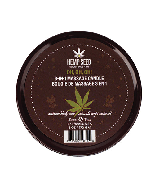 Earthly Body Earthly Body 2024 Holiday 3 in 1 Massage Candle - 6 oz Oh Oh Oh