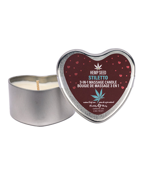 Earthly Body Earthly Body 2025 Valentines 3 in 1 Massage Heart Candle - 4.7 oz Stiletto