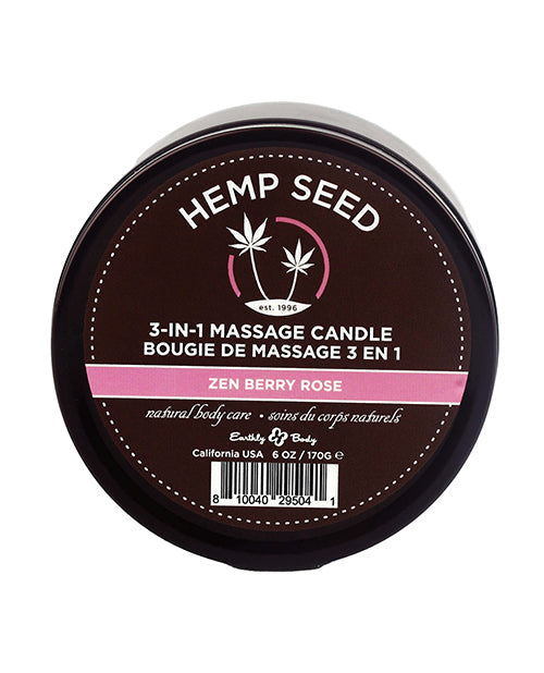 Earthly Body Earthly Body Suntouched Hemp Candle - 6 oz Round Tin Zen Berry Rose