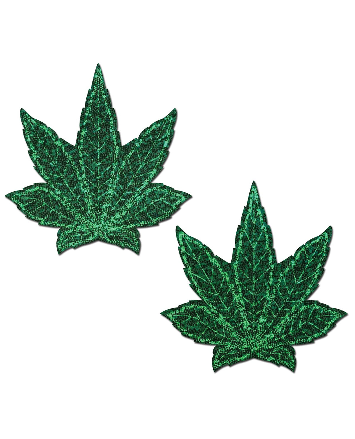 Pastease Pastease Glitter Marijuana Leafs - Green O/S