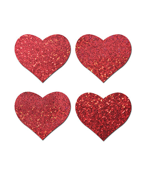 Pastease Pastease Premium Petites Glitter Heart - Red O/S Pack of 2 Pair