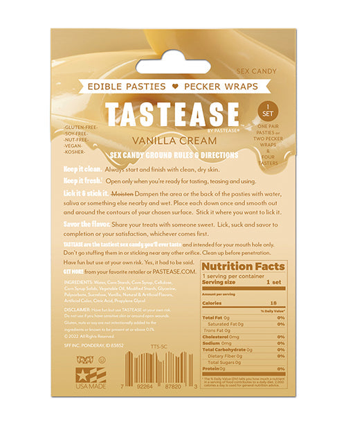 Pastease Pastease Tastease TEdible Pasties & Pecker Wraps - Sweet Cream O/S