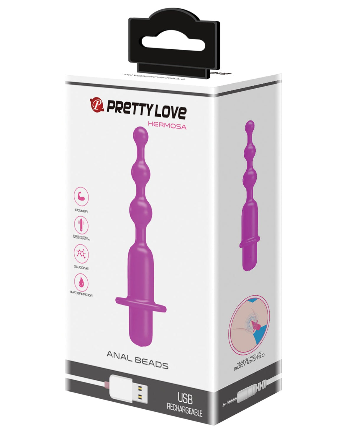 Pretty Love Pretty Love Hermosa Anal Beads Vibrator - 12 Functions Fuchsia