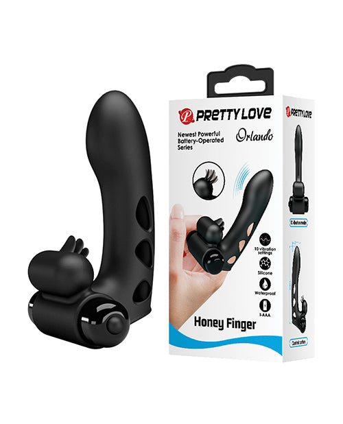 Pretty Love Pretty Love Orlando Honey Finger Sleeve Vibrator - Black