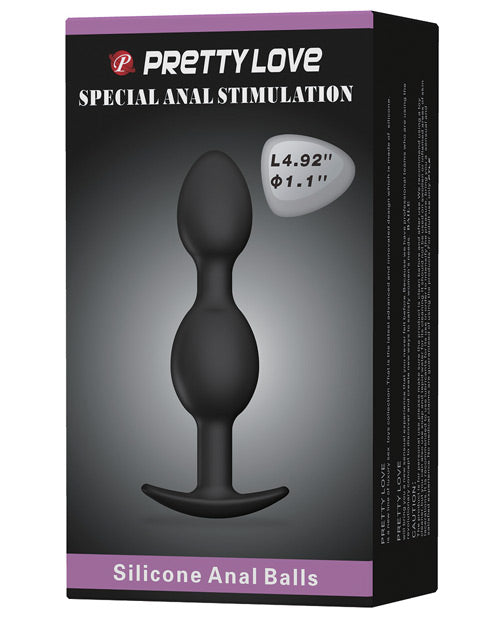 Pretty Love Pretty Love 4.92" Silicone Anal Plug w/Ball - Black