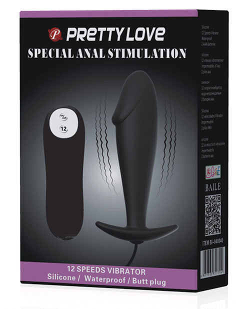 Pretty Love Pretty Love Vibrating Penis Shaped Butt Plug - Black