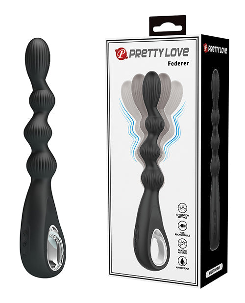 Pretty Love Pretty Love Federer Vibrating Beaded Anal Probe - Black