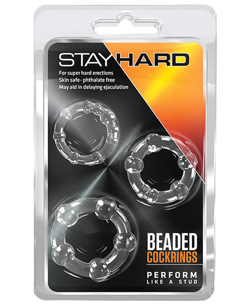 Stay Hard Blush Stay Hard Beaded Cock Rings 3 Pack - Clear