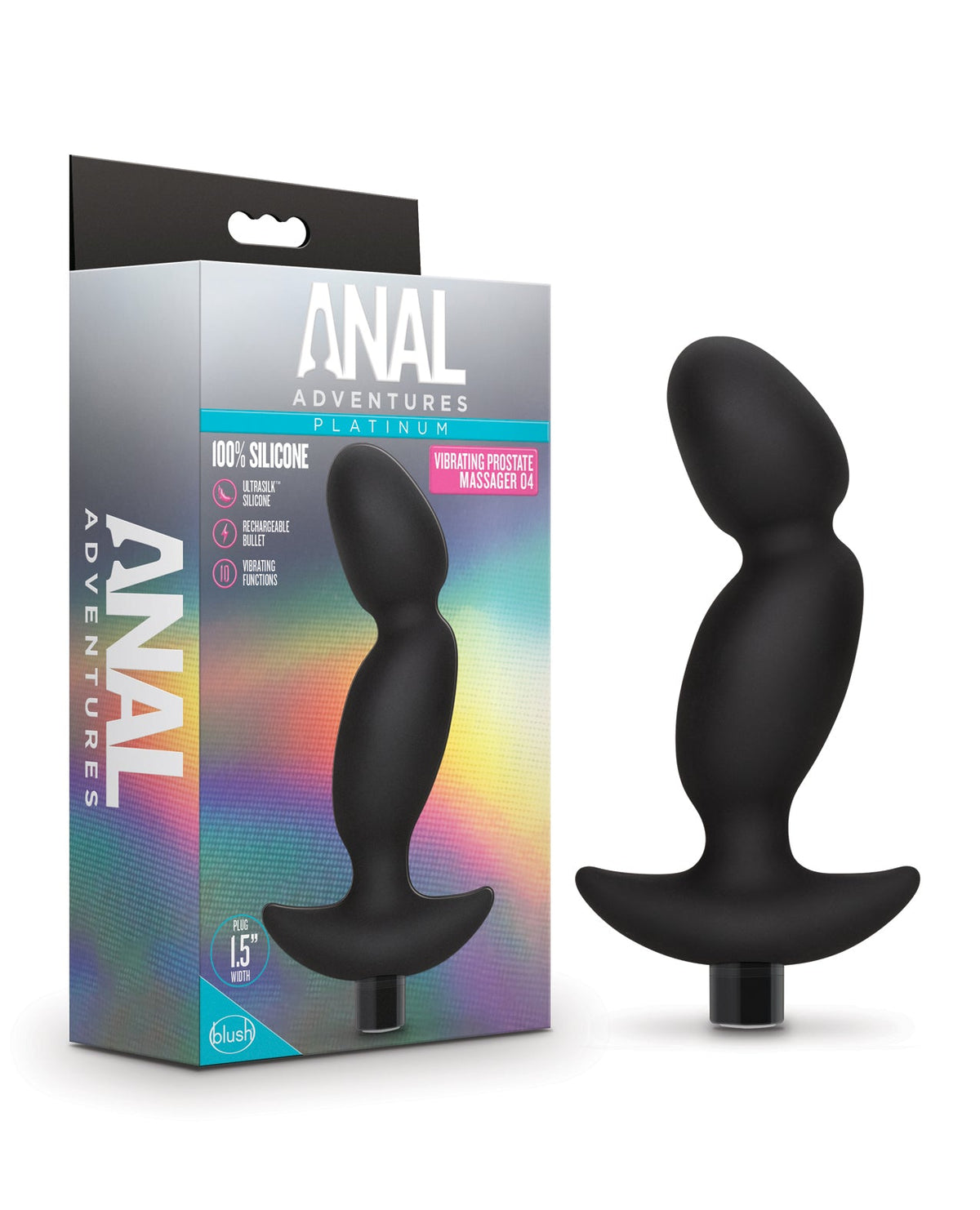 Anal Adventures Blush Anal Adventures Platinum Silicone Vibrating Prostate Massager 04- Black