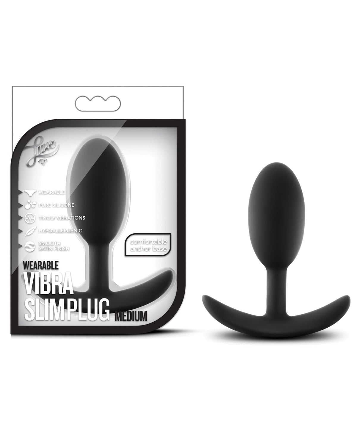 Luxe Blush Luxe Wearable Vibra Slim Plug Medium - Black