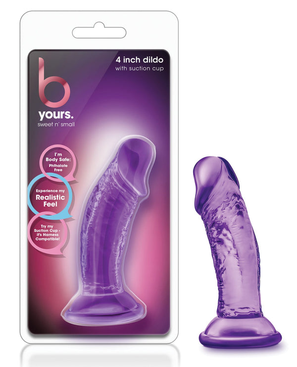 B Yours Blush B Yours Sweet n Small 4" Dildo w/Suction Cup - Purple