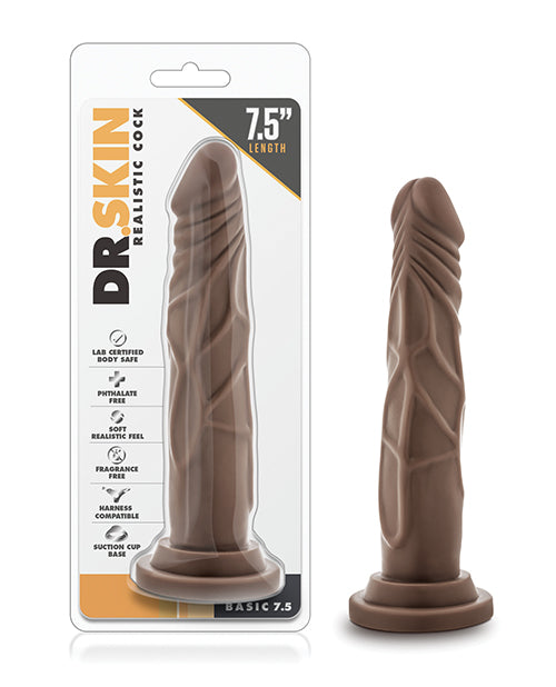 Dr. Skin Blush Dr. Skin 7.5" Basic Realistic Cock - Chocolate