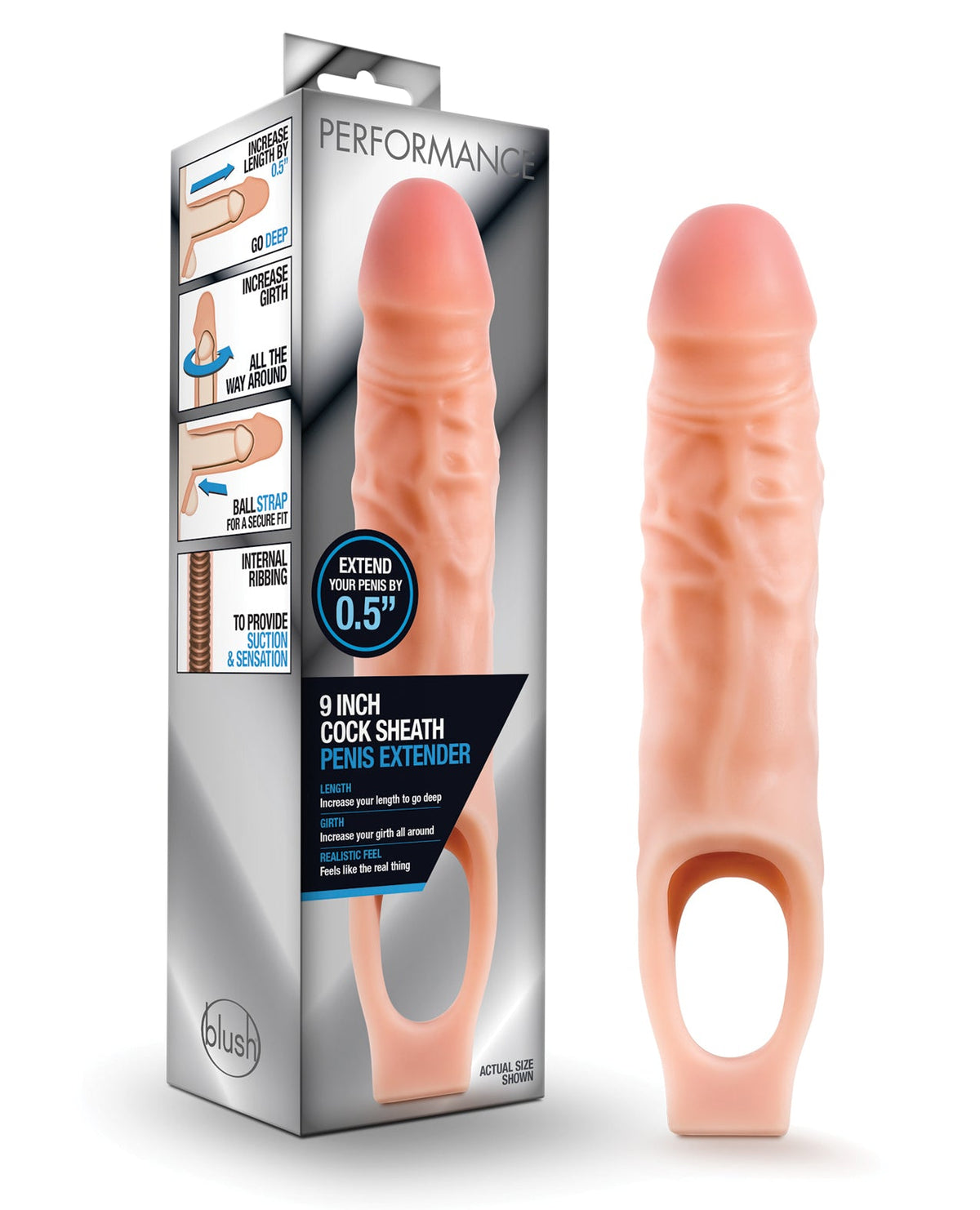 Performance Blush Performance 9" Cock Sheath Penis Extender - Flesh