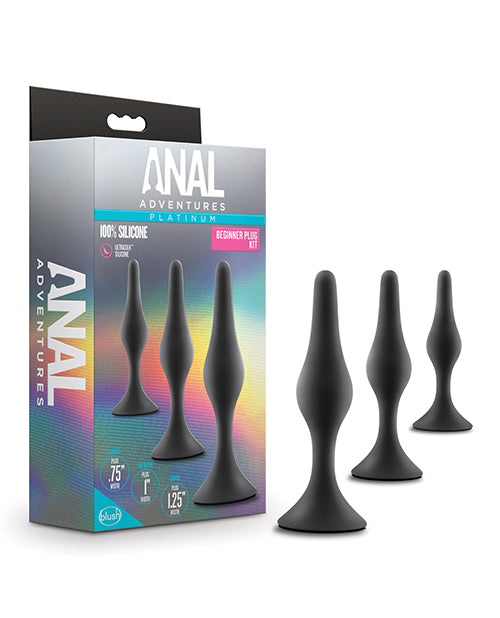 Anal Adventures Blush Anal Adventures Platinum Silicone Beginner Plug Kit - Black