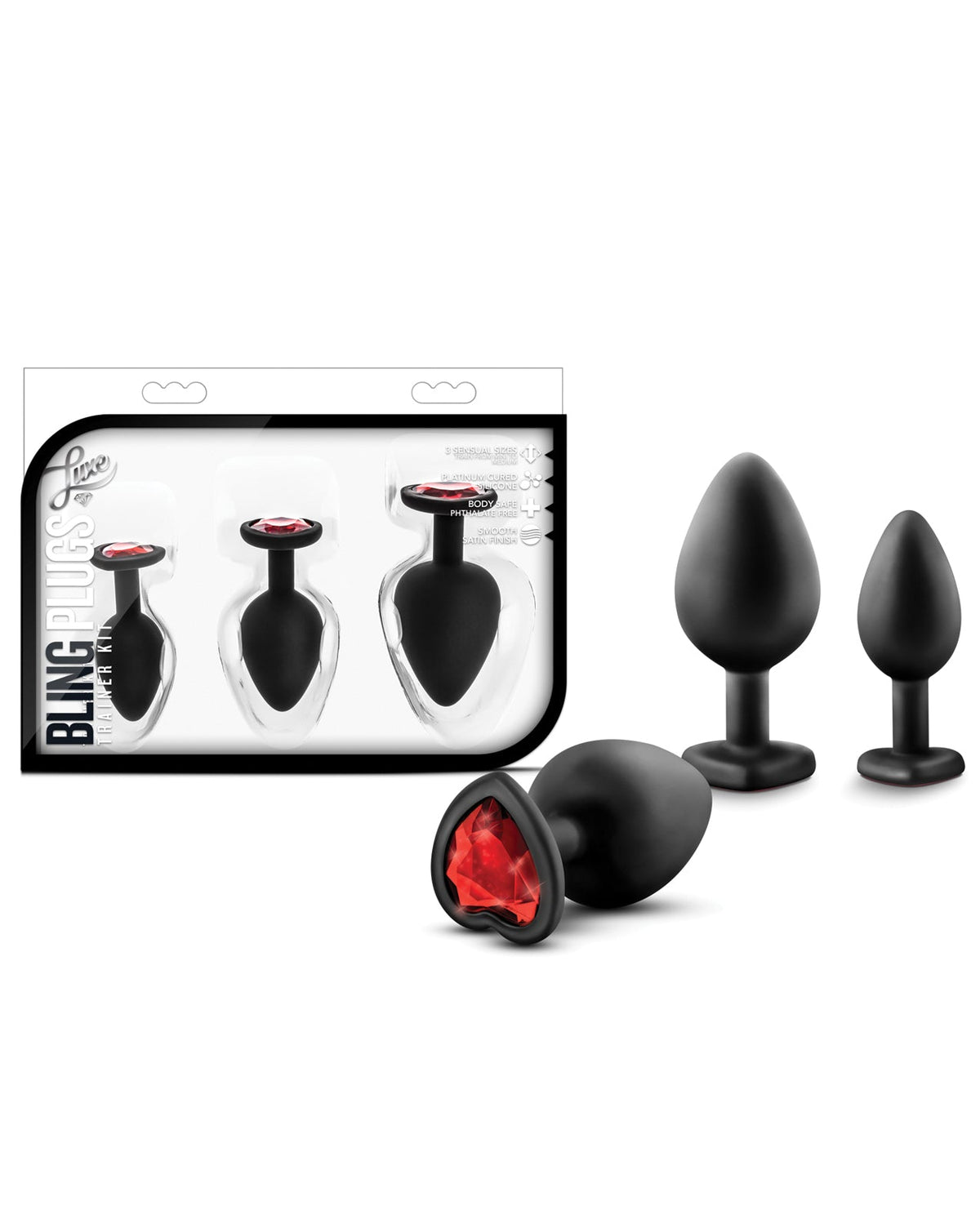Luxe Blush Luxe Bling Plugs Training Kit - Black w/Red Gems