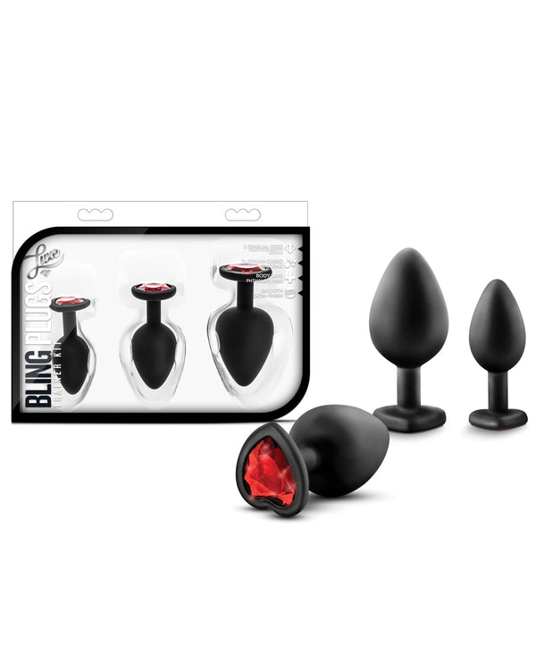 Luxe Blush Luxe Bling Plugs Training Kit - Black w/Red Gems