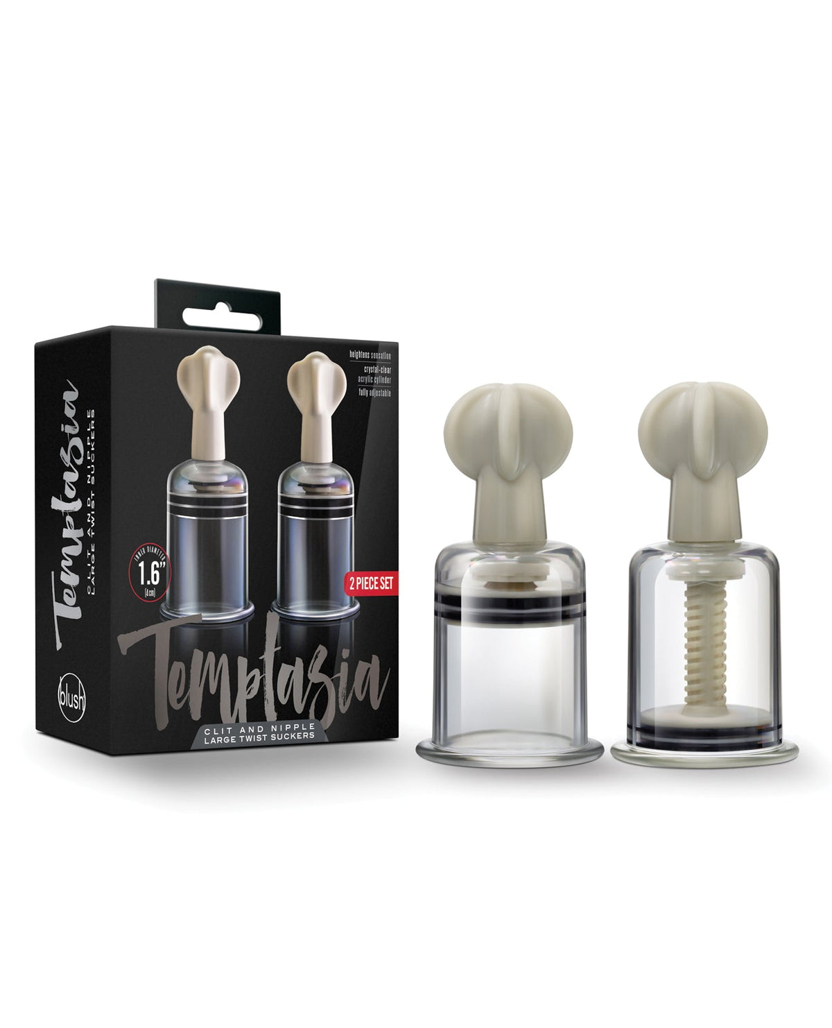 Temptasia Blush Temptasia Clit & Nipple Large Twist Suckers - Clear Set of 2