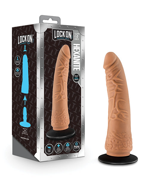 Lock On Blush Lock On 7.5" Hexanite Dildo w/Suction Cup Adapter - Mocha