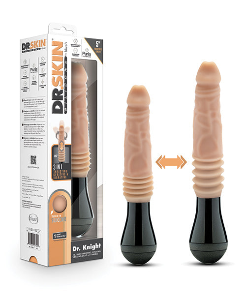 Dr. Skin Blush Dr. Skin Silicone Dr. Knight Thrusting Gyrating Vibrating Dildo - Beige