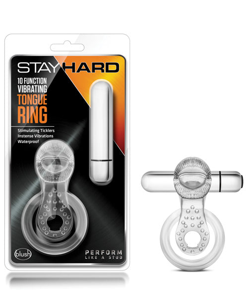 Stay Hard Blush Stay Hard Vibrating Tongue Ring - 10 Function Clear