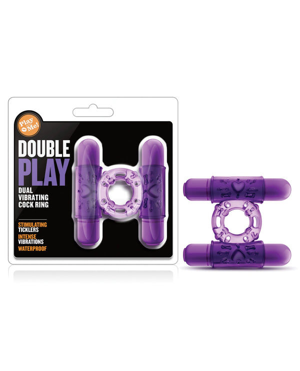 Play With Me Blush Play With Me Double Play Dual Vibrating Cockring - Purple