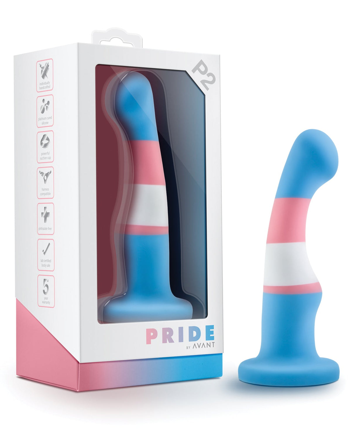 Avant Blush Avant P2 Transgender Pride Silicone Dong - True Blue