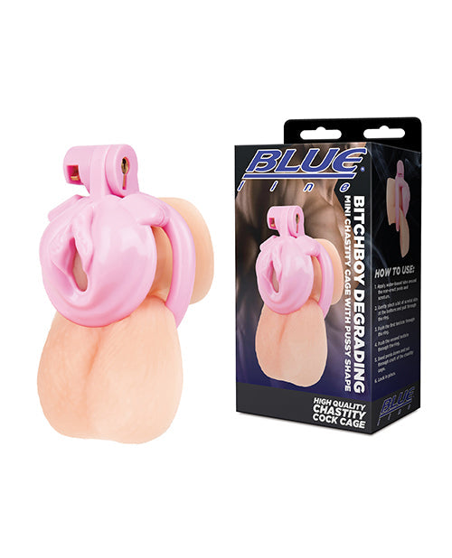 Blue Line Bitchboy Degrading Mini Chastity Cage w/Pussy Shape