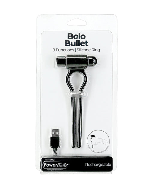 Power Bullet Bolo Bullet Vibrating Adjustable Cock Tie - Black