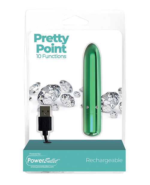 Power Bullet Pretty Point Rechargeable Bullet - 10 Functions Teal