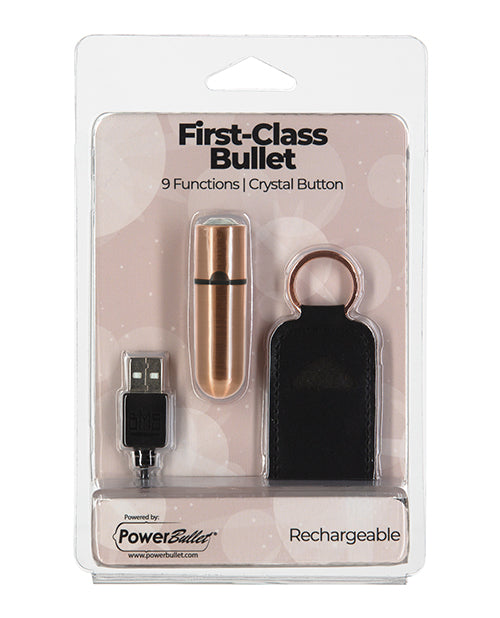 Power Bullet First Class Mini Rechargeable Bullet w/Crystal - 9 Functions Rose Gold