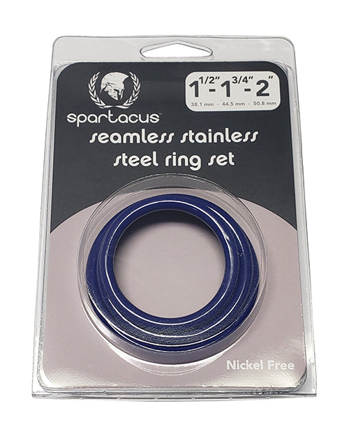 Spartacus Spartacus Seamless Stainless Steel C-Ring - Blue Pack of 3