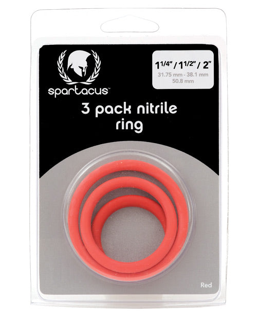 Spartacus Spartacus Nitrile Cock Ring Set - Red Pack of 3
