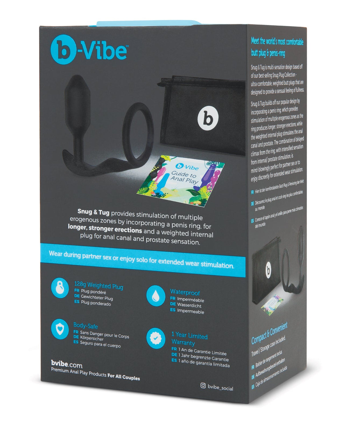 b-vibe b-Vibe Snug & Tug Weighted Silicone & Penis Ring - 128 g Black