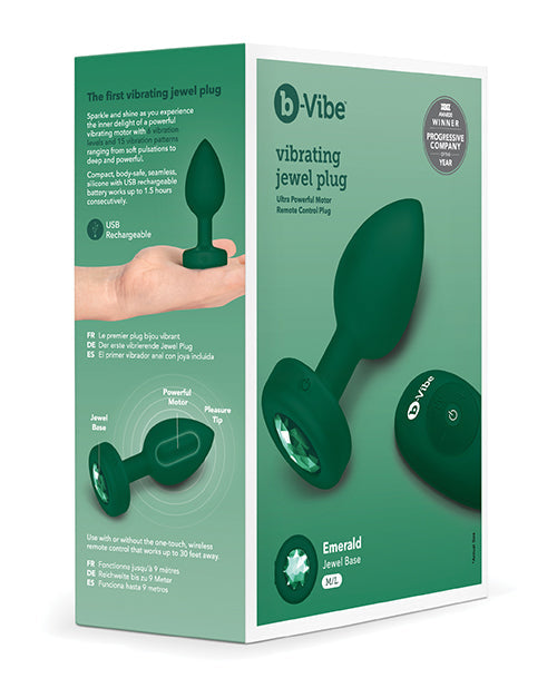 b-vibe b-Vibe Remote Control Vibrating Jewel Plug (M/L) - Emerald Green