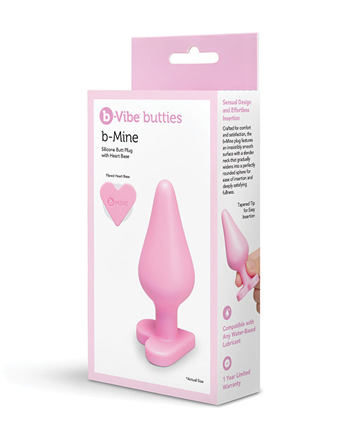 b-vibe B-Mine Butties - Silicone Butt Plug with Heart Base - Pink