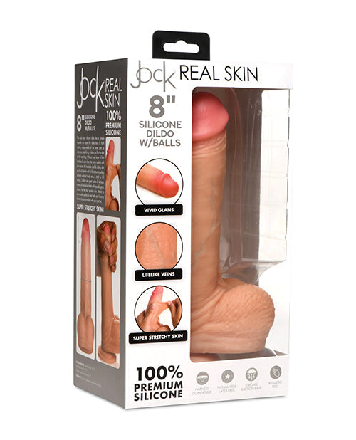 Jock Curve Toys Jock Real Skin Silicone 8" Dildo w/Balls