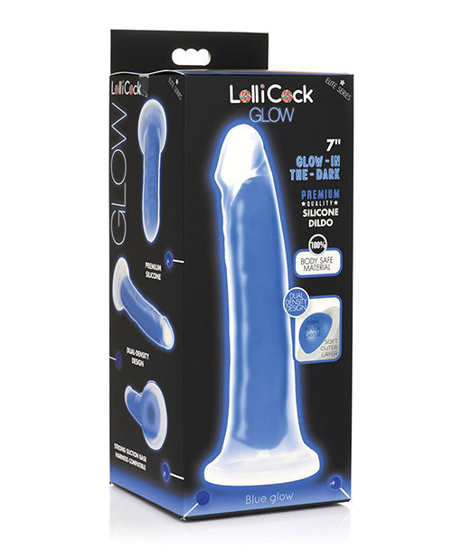 Lollicock Curve Toys Lollicock 7" Glow In The Dark Silicone Dildo - Blue