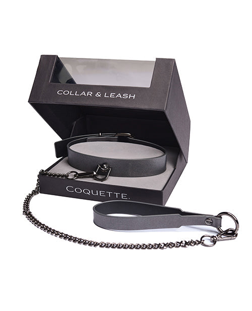 Coquette Pleasure Collection Pleasure Collection Gunmetal Glam Collar & Leash w/Removable Chain