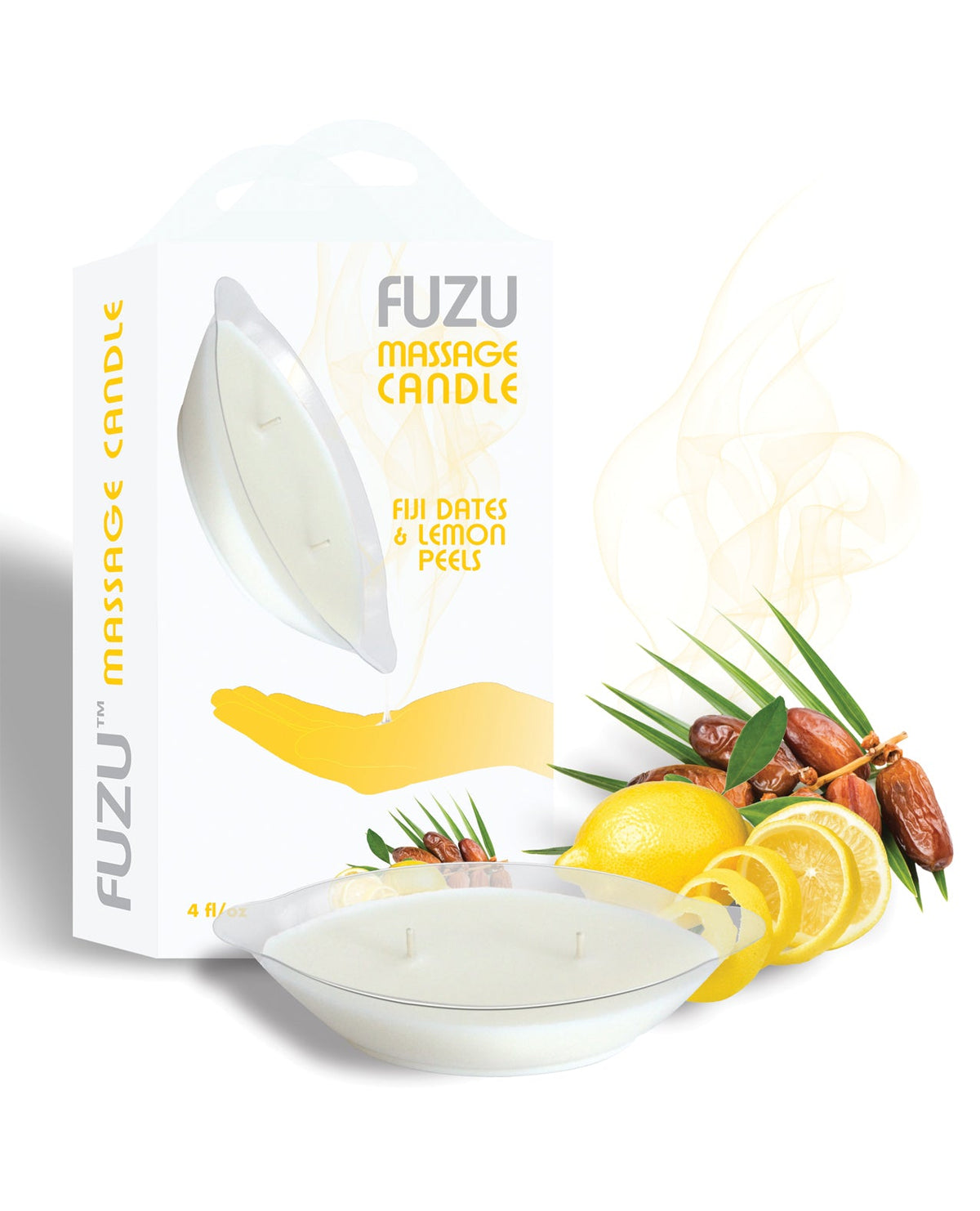 Fuzu Fuzu Massage Candle - 4 oz Fiji Dates & Lemon Peel