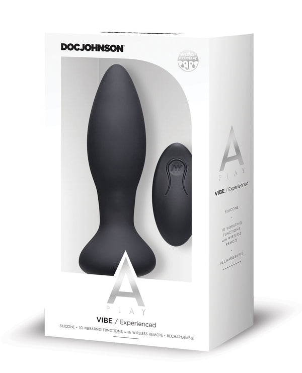 A-Play A Play Rechargeable Silicone Experienced Anal Plug w/Remote - Black