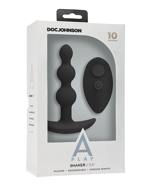 A-Play A Play Beaded Rechargeable Silicone Anal Plug w/Remote - Black