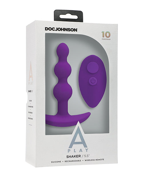 A-Play A Play Beaded Rechargeable Silicone Anal Plug w/Remote - Purple