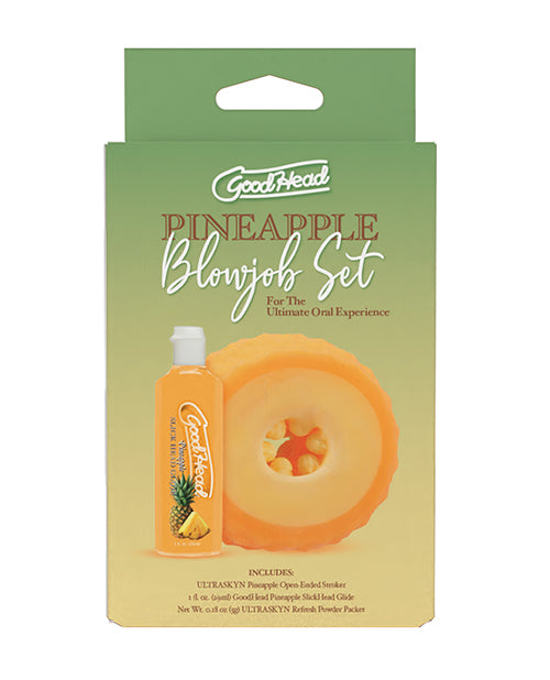 GoodHead GoodHead Pineapple Blowjob Set Includes Stroker & Slick Head Glide - 1 oz Bottle Pineapple