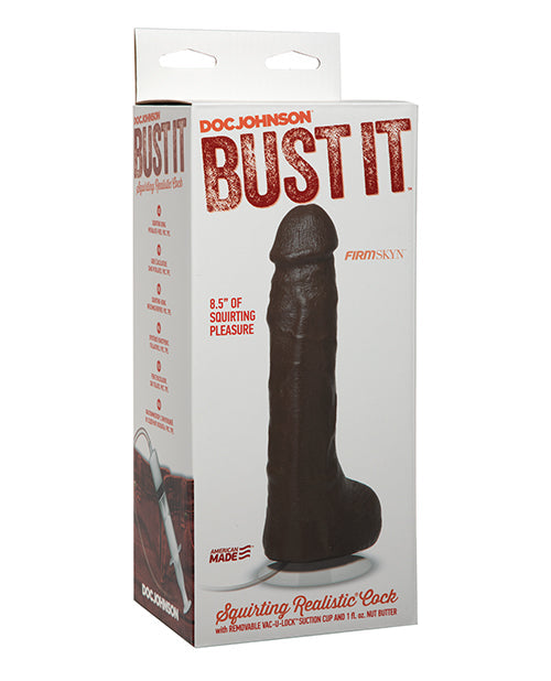 Bust It Bust It Squirting Realistic Cock w/1 oz Nut Butter - Black